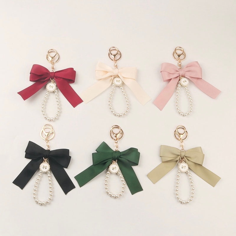 "Pretty Ribbon" Ribbon and pearl keychain