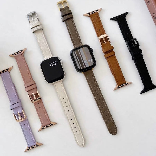 "Adult Color" Genuine Leather Apple Watch Band 