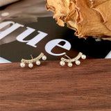 "White Harvest" Curved Earrings with Pearls