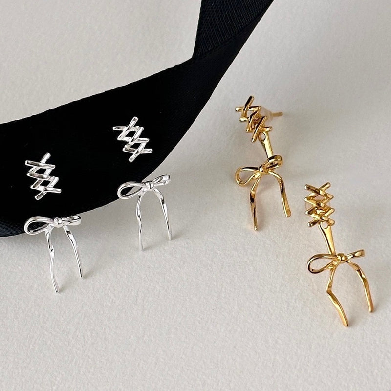 "Show Me Up Close" Lace-up Ribbon Earrings