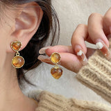 "Okonomi Amber" Amber-style design earrings