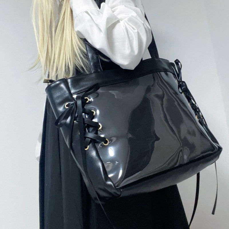 "One Side of Love" Large Capacity Tote Bag with Clear Window