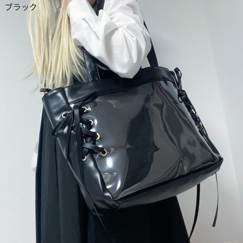 "One Side of Love" Large Capacity Tote Bag with Clear Window