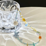 "Embrace Summer, Sparkling Ocean Hues" Anti-drop Beaded Phone Strap