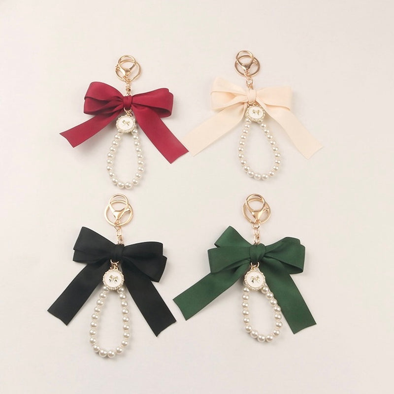 "Pretty Ribbon" Ribbon and pearl keychain