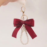 "Pretty Ribbon" Ribbon and pearl keychain