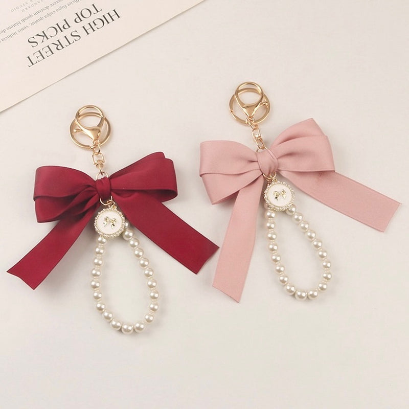 "Pretty Ribbon" Ribbon and pearl keychain