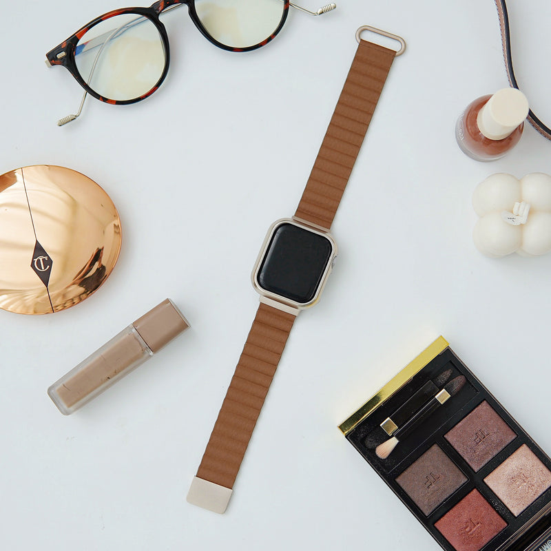 "Perfect Fit" New Autumn/Winter Color Magnetic PU Leather Apple Watch Band [Starlight]