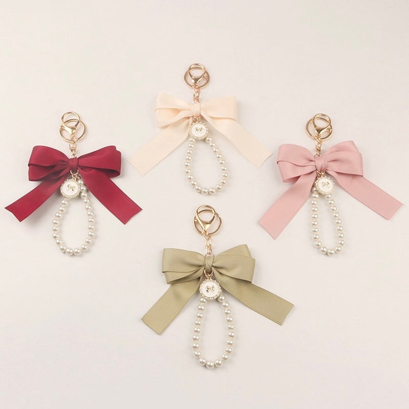 "Pretty Ribbon" Ribbon and pearl keychain