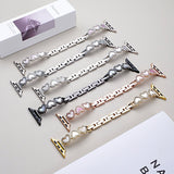 "Accessory Feel" Heart Shell x Rhinestone Metal Chain Apple Watch Band / Delicately Feminine Bracelet Style