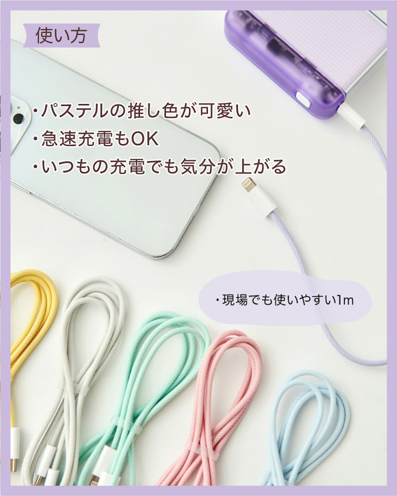 "Favorite Color Pastel" favorite color charging cable for iPhone