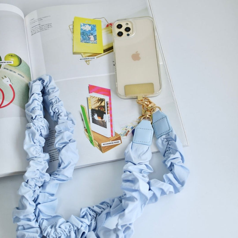 "Soft and elegant" scrunchie-style smartphone strap (crossbody type)