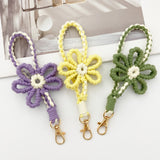 Heart-fluttering, hand-knitted flowers. Macaron-colored floral motif smartphone strap | Adorably chic rose gold shimmer [6 colors total]