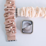 "A Spoonful of Elegant Pearl" Satin Scrunchie Apple Watch Band