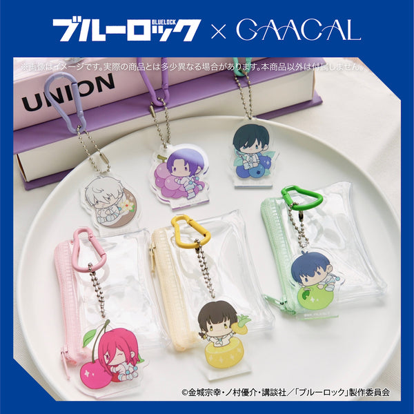 Limited quantity Blue Rock x GAACAL mini clear pouch with charm, fruit version, by Rin Ito