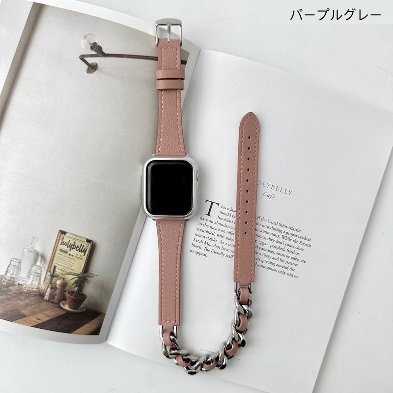 "Cut-off band" genuine leather Apple Watch band 