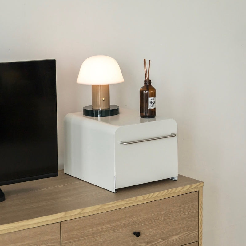 "First team waiting area" storage rack with drawers