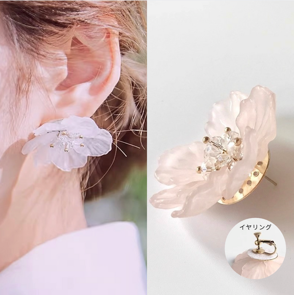 "Pure Flower" Pearl Ring Earrings
