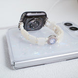 "A touch of glamour for your everyday self" Shell-style & Pearl-style Bijou Apple Watch Band