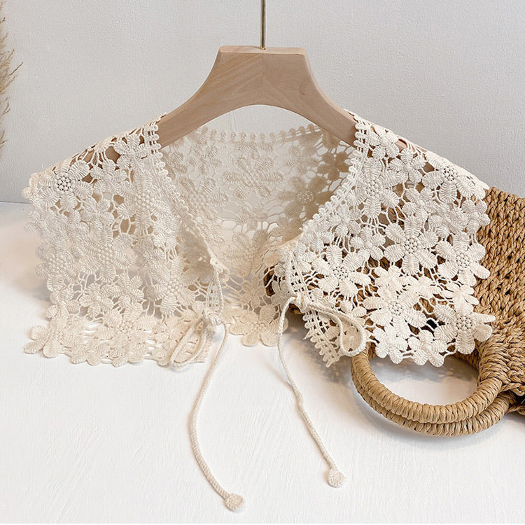 "Wearing Flowers" Floral Cotton Lace Shawl