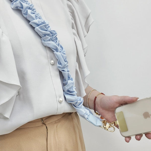 "Soft and elegant" scrunchie-style smartphone strap (crossbody type)