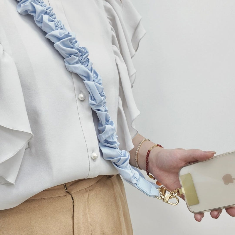 "Soft and elegant" scrunchie-style smartphone strap (crossbody type)