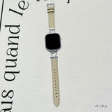 "Heart Elegance" Metal and PU Leather Apple Watch Band