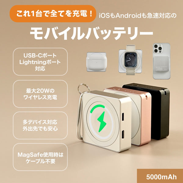 「充電の新しいカタチ」Magsafe対応3in1モバイルバッテリー