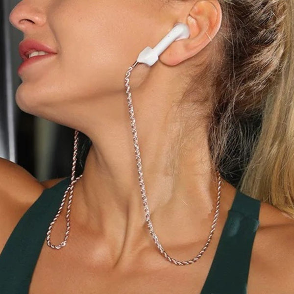 「スタイリッシュセーフ」ワイヤレスイヤホン用マグネットイヤーフックチェーン