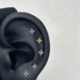 "Candy Sparkle" Little Star Mini Earrings / Screw-Back for Cartilage and Ear Bone - Delicately Designed