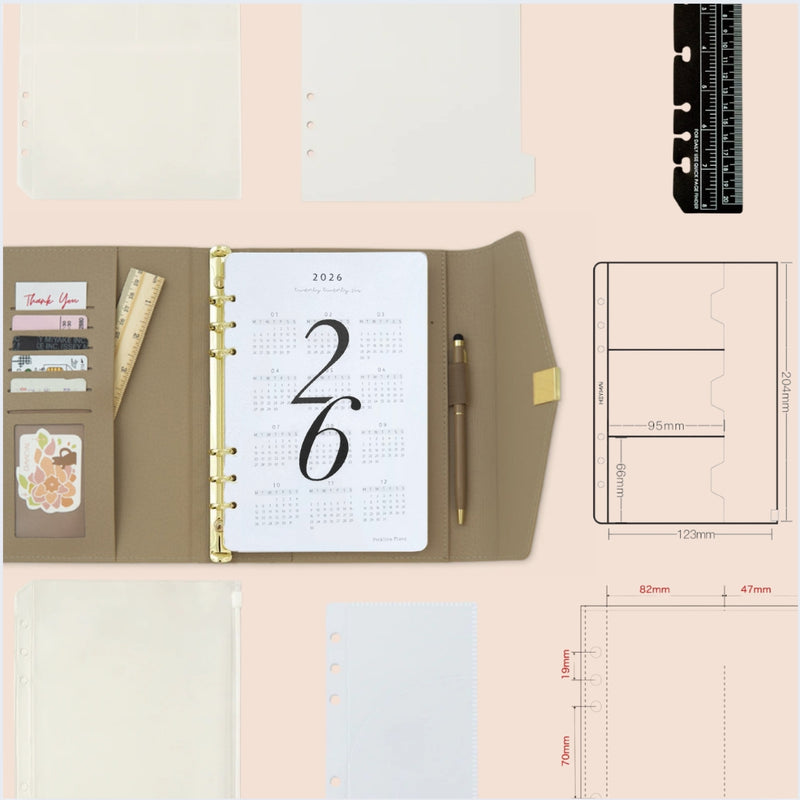 "Adult Note" Loose Leaf Notebook Refills A5 A6 Monthly &amp; Weekly Basic