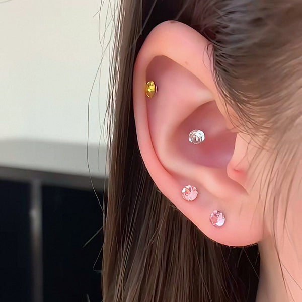 "Simple and Brilliant" Titanium Alloy Mini Diamond Earrings