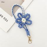 Heart-fluttering, hand-knitted flowers. Macaron-colored floral motif smartphone strap | Adorably chic rose gold shimmer [6 colors total]