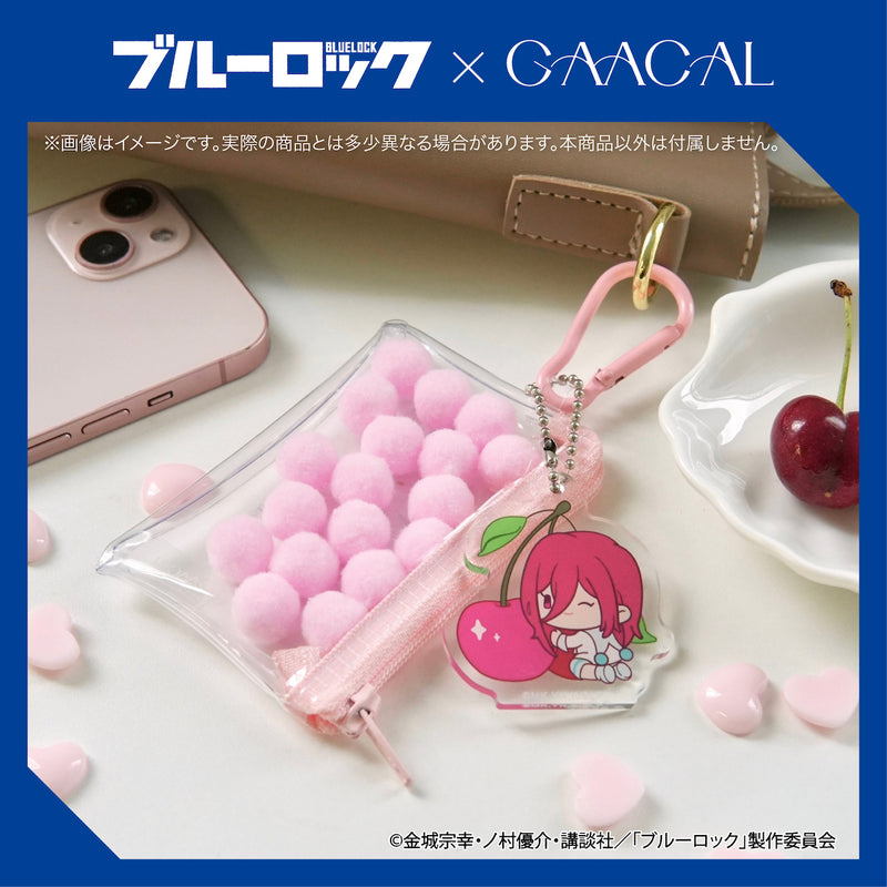 Limited quantity Blue Rock x GAACAL mini clear pouch with charm, fruit version, by Rin Ito