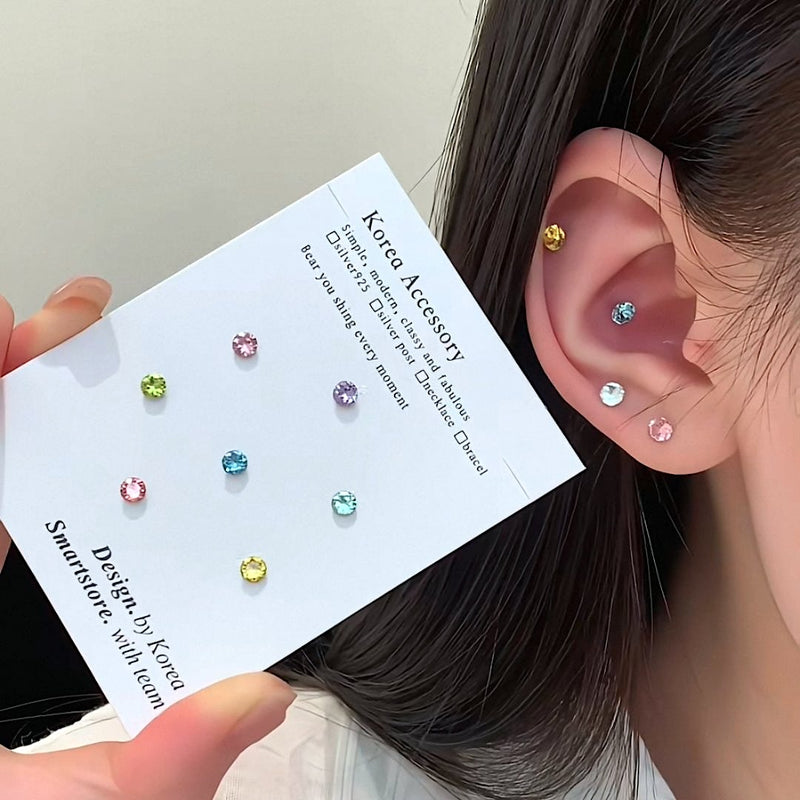 "Simple and Brilliant" Titanium Alloy Mini Diamond Earrings