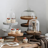 "Natural and cute floral wooden cake stand"