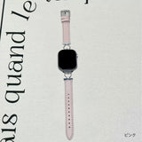 "Heart Elegance" Metal and PU Leather Apple Watch Band