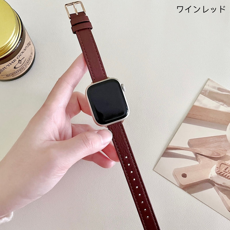 "Adult Color" Genuine Leather Apple Watch Band 