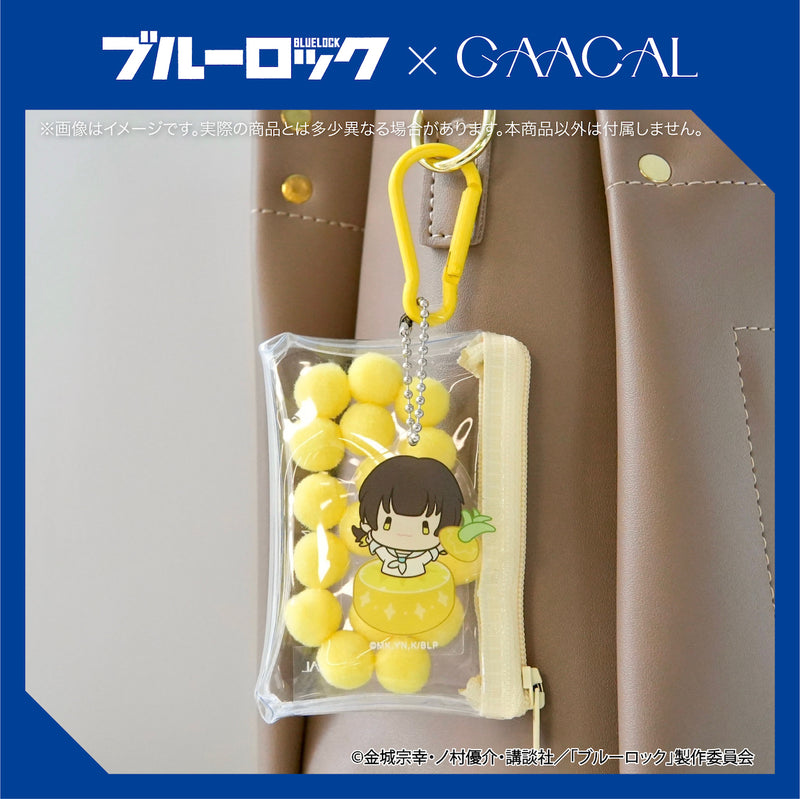 Limited quantity Blue Rock x GAACAL mini clear pouch with charm, fruit version, by Rin Ito