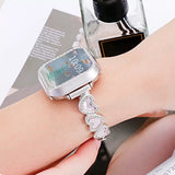 "Accessory Feel" Heart Shell x Rhinestone Metal Chain Apple Watch Band / Delicately Feminine Bracelet Style