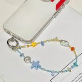 "Embrace Summer, Sparkling Ocean Hues" Anti-drop Beaded Phone Strap