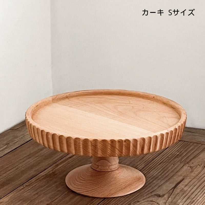 "Natural and cute floral wooden cake stand"