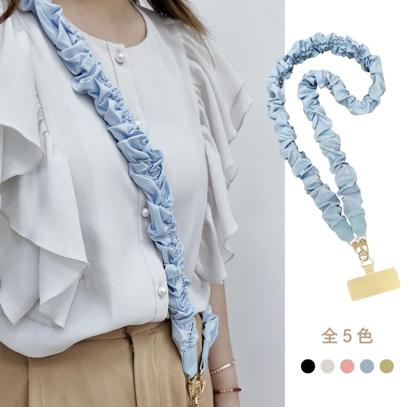 "Soft and elegant" scrunchie-style smartphone strap (crossbody type)