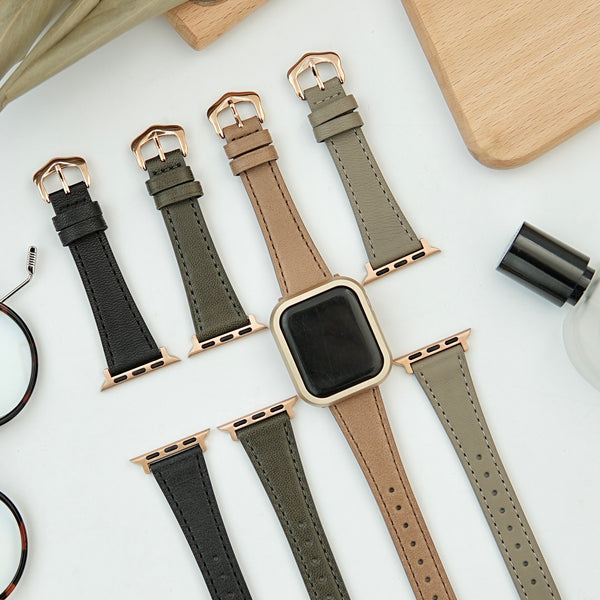 "Authentic Band" Genuine Leather Apple Watch Band 