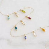 Add the colors of your favorite to your everyday life: 12 Oshi Color Drop & Rhombus Zirconia Necklace | S925 Silver (14K Plated)