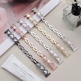 "Accessory Feel" Heart Shell x Rhinestone Metal Chain Apple Watch Band / Delicately Feminine Bracelet Style