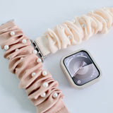 "A Spoonful of Elegant Pearl" Satin Scrunchie Apple Watch Band