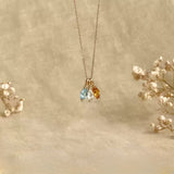 Add the colors of your favorite to your everyday life: 12 Oshi Color Drop & Rhombus Zirconia Necklace | S925 Silver (14K Plated)