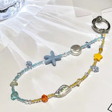"Embrace Summer, Sparkling Ocean Hues" Anti-drop Beaded Phone Strap
