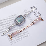 "Accessory Feel" Heart Shell x Rhinestone Metal Chain Apple Watch Band / Delicately Feminine Bracelet Style